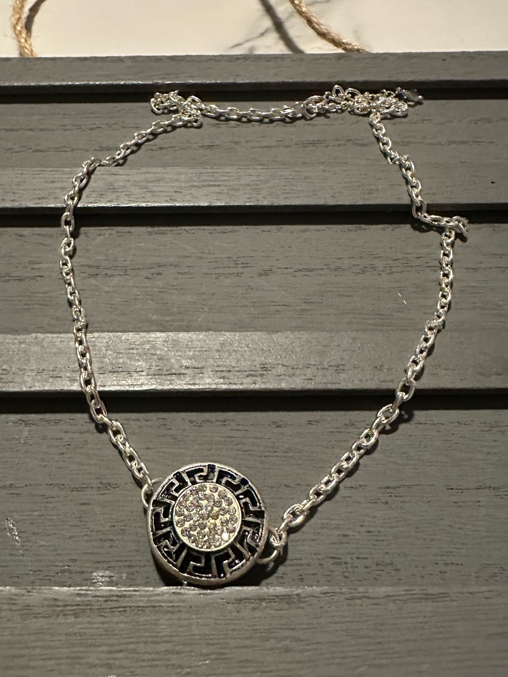 Silver-Tone Medallion Necklace Geometric